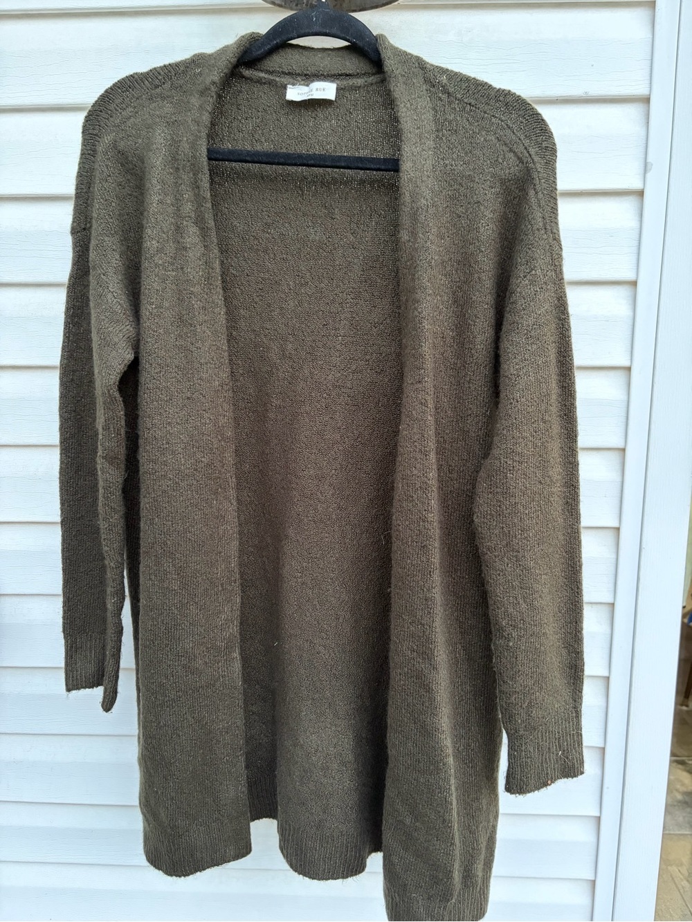 Sophie Rue Long Open Front Cardigan Women’s M Olive Brown Cozy Knit